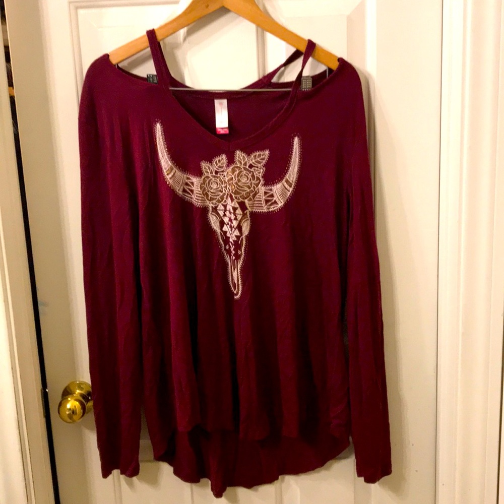 Steerhead/desert skull burgundy top sz 3xl!